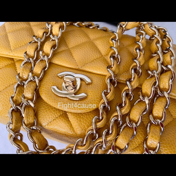 Mini Rectangle Classic Flap Bag Yellow Caviar LGHW - Picture 3 of 8